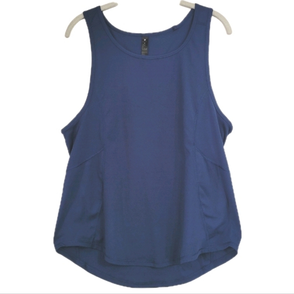 Yogalicious Women's Blue Tank Sleeveless Scoop Neck Workout Top Active Yoga Run